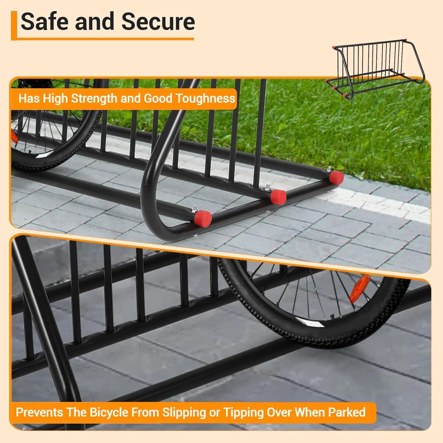 10 Holders Commercial Grid Bike Racks, 60" Length Outdoor Bike Rack, Powder Coated Steel Floor Bike Rack for Garages, Stores, Schools & Universities by GreenHaven Gardens