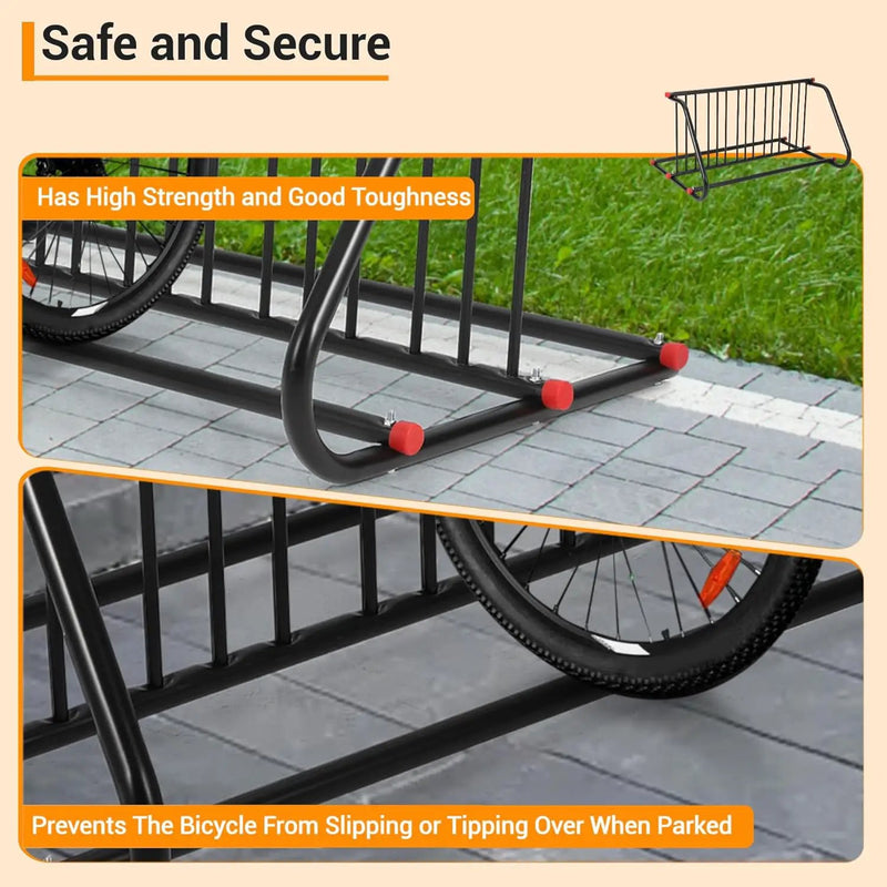 10 Holders Commercial Grid Bike Racks, 60" Length Outdoor Bike Rack, Powder Coated Steel Floor Bike Rack for Garages, Stores, Schools & Universities by GreenHaven Gardens