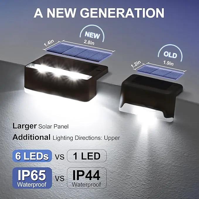 SOLPEX Solar Fence Lights, 6 LEDs Solar Lights Outdoor Waterproof Solar Powered for Deck, Stair, Front Porch, Balcony, Walkway, Garden, Yard, Patio, Pool Decor, IP65 Waterproof (16 Pack, Cold White) by GreenHaven Gardens