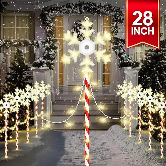 Christmas Pathway Lights Snowflake Outdoor 10PK 28inch 250LED 8 Modes Yard Decoration Flashing Waterproof Outdoor Lighted Up Christmas Light Decor for Garden Yard (Red) by GreenHaven Gardens