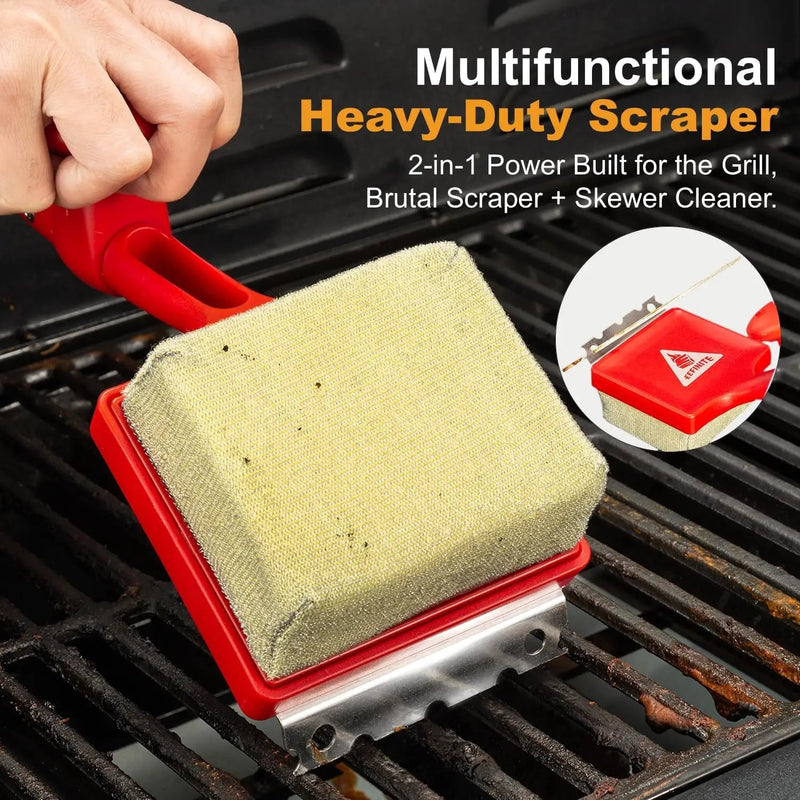 BBQ Grill Cleaner Brush, EEFINITE Steam Grill Brush for Outdoor Grilling with Replacement Scrub Sponge + Superior Scraper, Safe No Wire Bristle Barbecue Scrubber Brush for Grills Cleaning Tool by GreenHaven Gardens