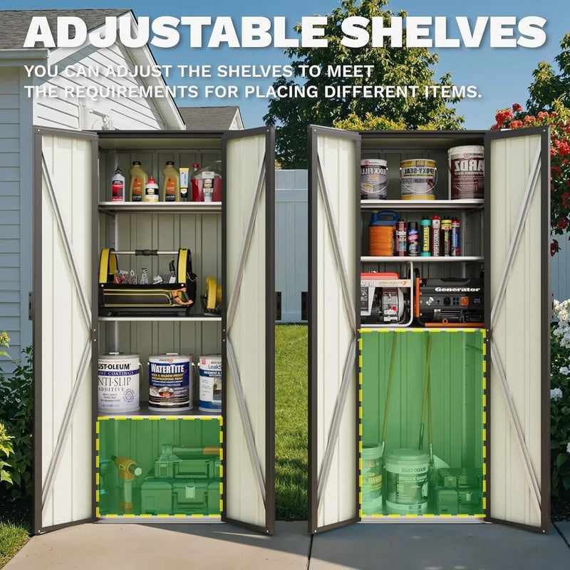 Patiowell 28 Cuft Outdoor Storage Cabinet with Lockable Door, Metal Storage Shed with 3 Adjustable Shelves, Indoor Outdoor Vertical Waterproof Tool Shed for Backyard Garden Patio Lawn, Black by GreenHaven Gardens