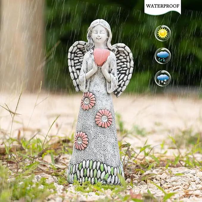 Solar Angel Statue - Garden Sculpture with Resin Decor for Patio, Lawn, Yard, Porch - Housewarming Gift, 10.03" by GreenHaven Gardens