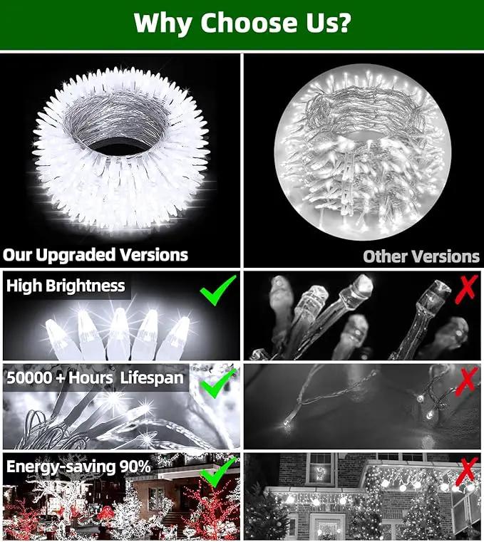 1500 LED Chrstmas String Lights, 492FT Super Long Christmas Lights with 8 Modes, Christmas Tree Lights with Timer Memory for Indoor Outdoor Tree Fence Garden Xmas Wedding Party Decor Cool White by GreenHaven Gardens