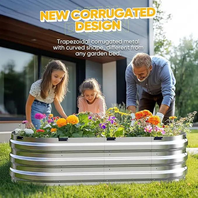 KING BIRD Raised Garden Bed Kit 2025 Upgraded 10-Minute Assembly Galvanized Planter Garden Box Outdoor for Gardening, Vegetables, Flowers, 47x24x12 in, Silver by GreenHaven Gardens