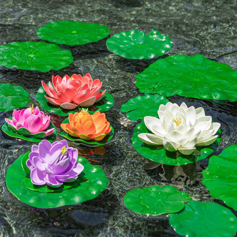 28 Pcs Realistic Lily Pads Leaves for Ponds, 4 Kinds Artificial Floating Foam Lotus Leaves, Water Lily Pads Foliage Pond Decor for Pond Pool Koi Fish Patio Aquarium by GreenHaven Gardens