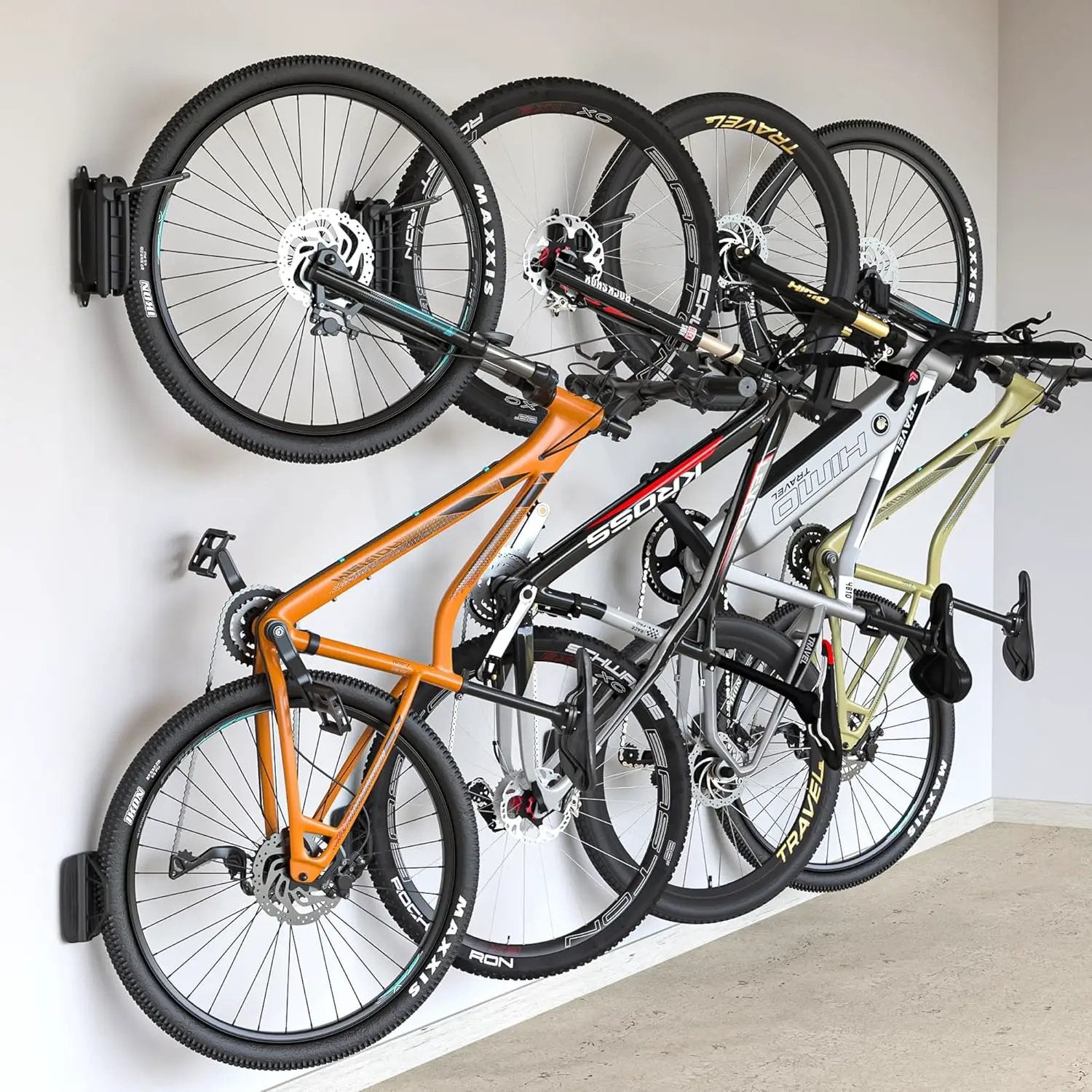 monTEK Swivel Bike Wall Mount – 4 Pack Garage Bike Hanger & Space-Saving Vertical Bike Rack for Garage & Apartment, Sturdy Bike Storage Hook Holds 66 lbs, Easy Installation & Scratch-Proof Design by GreenHaven Gardens