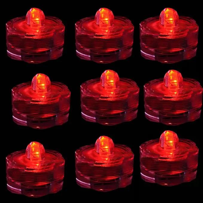 Bright LED Floral Tea Light Vase Submersible Lights for Party Wedding (Red, 30 Pack) by GreenHaven Gardens