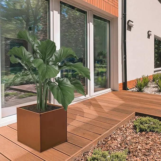Corten Steel Planter Box Metal Square Planters Steel Large Planter Outdoor Tall Plant Durable Antique Detached for Commercial Residential Patio Deck and Backyard 26 Inch by GreenHaven Gardens