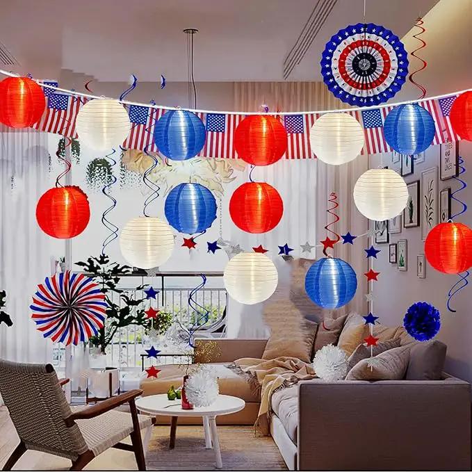 4th of July Decoration Lights, 25Ft Red White and Blue Lantern Lights with 11 LED Bulbs (1 spare bulbs), Hanging Patriotic Decor Lights for July 4th, Independence Day, Yard, Garden, Memorial Decor by GreenHaven Gardens