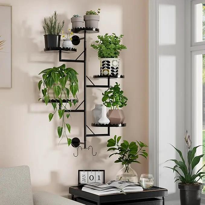 Rotating Window Plant Shelves indoor 5-tier Metal Plant Stand, Wall Plant holder for Multiple Plants indoors, Window Sill Gifts for Small Spaces, Stylish and Functional Indoor Plant Stand Black by GreenHaven Gardens