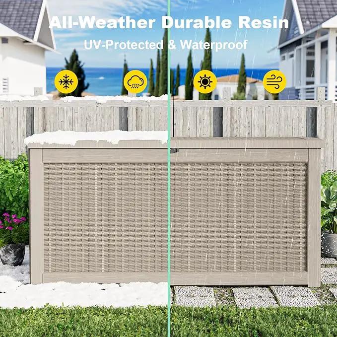 320 Gallon Outdoor Storage Box Waterproof, UV Resistant Resin Deck Box with Hydraulic Rod, Lockable Design and Enhanced Durability for Patio, Garden, and Poolside Use by GreenHaven Gardens