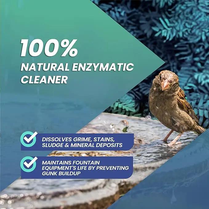 16oz Water Fountain Cleaner - Cleans 80 Gallons of Water, Bird Bath Cleaner Safe for Birds and Wildlife, Ideal for Indoor & Outdoor Use - Prevents Dirt Build-Up and Clog, Safe for Stone, Metal & More by GreenHaven Gardens