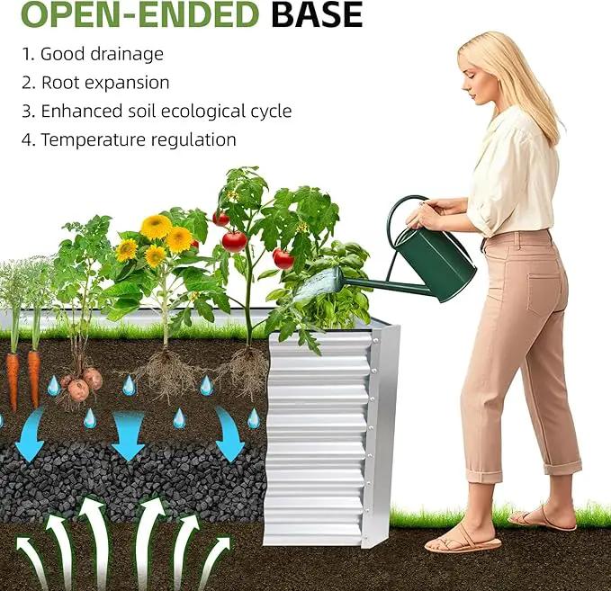 4x2x2ft (2 Pack) Raised Garden Bed - Galvanized Deep Root Planter Boxes Outdoor with Wing Nuts and Safety Edges for Gardening Vegetables, Flowers, Herbs, Succulents - Silver by GreenHaven Gardens