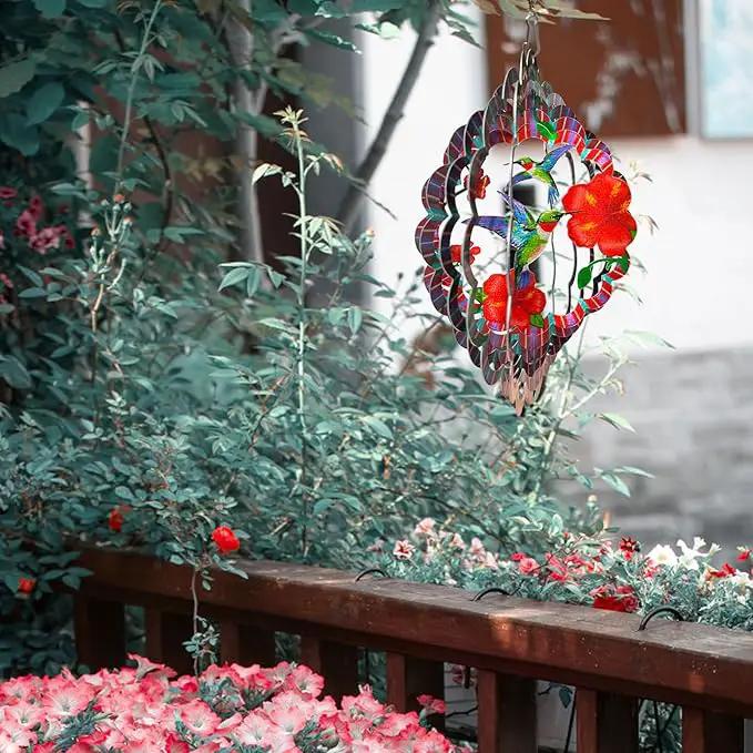 Hummingbird Wind Spinners Outdoor,6in Mandala Wind Spinner Hummingbird Gift for Women Men,Wind Spinner for Yard and Garden,Wind Sculpture for Yard Art Decorations,Christmas Decoration by GreenHaven Gardens