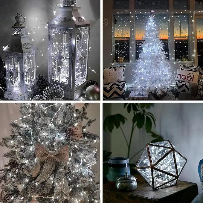 4Pack 80Ft 240LED Fairy Lights Battery Operated with Remote, Waterproof String Lights with Timer for Indoor & Outdoor, Twinkle Lights Battery Powered for Bedroom Christmas Decorations (Cool White) by GreenHaven Gardens