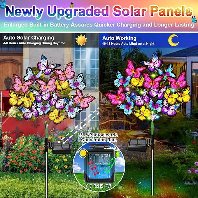 Solar Garden Lights Outdoor Waterproof Solar Lights 2 Pack with New Upgraded 72 LED 34 Butterfly Outdoor Solar Lights for Yard Outside Garden Pathway Decor Gifts for Womens Mother's Day by GreenHaven Gardens