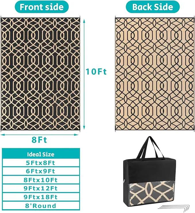 HEBE Outdoor Rug Waterproof 8x10, Reversible Plastic Straw Rug RV Camping Rug, Indoor Outdoor Patio Mat Clearance, Outside Carpet for Porch,Deck,Camper,Balcony,Backyard,Picnic by GreenHaven Gardens