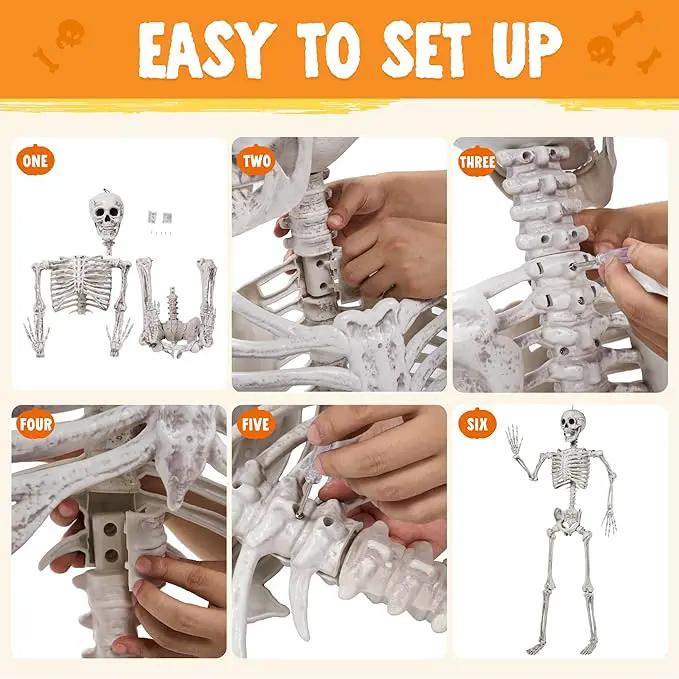 JOYIN 6.9 FT Halloween Skeleton Posable Plastic Full Body Realistic Human Bones with Movable Joints for Indoor Outdoor Halloween Props Spooky Scene Party Decorations（White, No Screwdriver） by GreenHaven Gardens