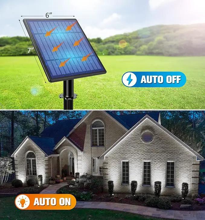 APONUO Metal Solar Spot Lights Outdoor with 9.8ft Cable Solar Powered Landscape Lighting Low Voltage IP65 Waterproof Auto On/Off for Outside Garden Yard Landscape Pathway Garage-Cool White(2-in-1) by GreenHaven Gardens