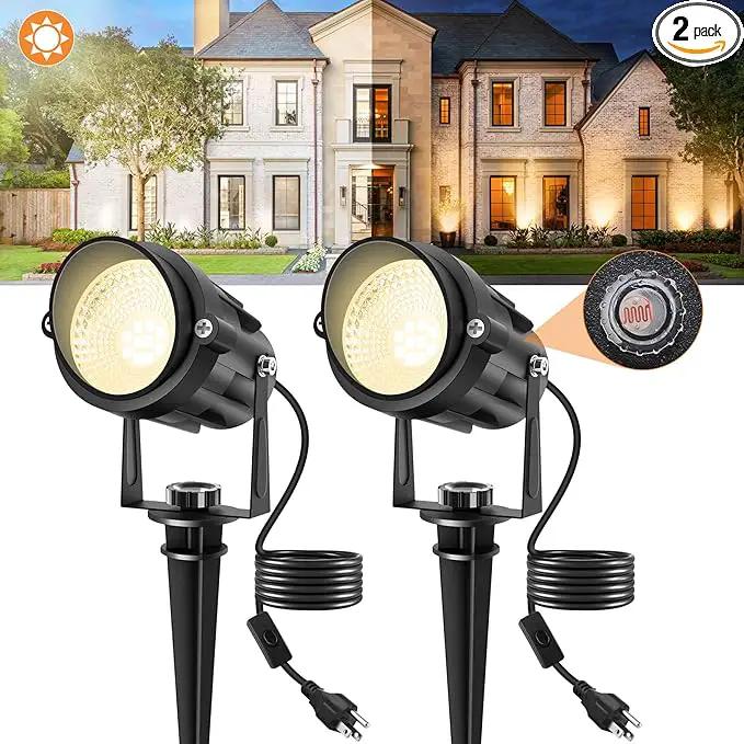 Dusk to Dawn Outdoor LED Spotlight, Outdoor Landscape Lighting with Photocell Sensor, 3000K Warm White Waterproof Spot Lights for Yard Flag Pole House Garden Tree(2 Pack) by GreenHaven Gardens