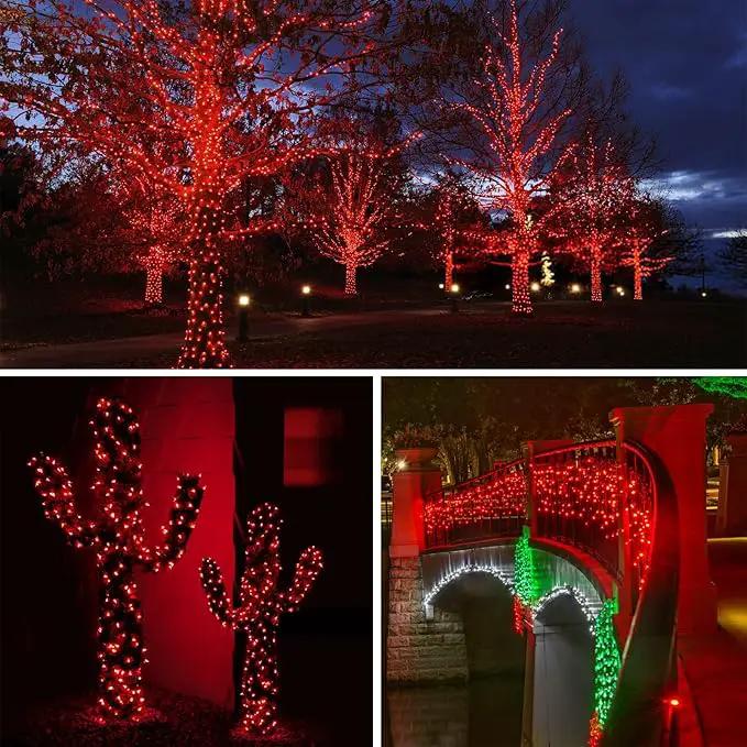 Solar String Lights Outdoor, 2-Pack Total 80FT 200 LED Solar Christmas Twinkle Lights Outside Waterproof Copper Wire 8 Modes Solar Fairy Lights for Garden Tree Party Birthday Christmas Decor (Red) by GreenHaven Gardens