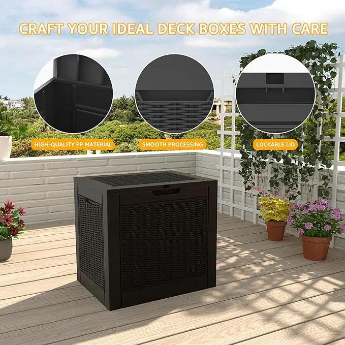 DRATO 31 Gallon Deck Box, Outdoor Storage Box for Patio Cushion, Sports Equipment, Garden Tools, Waterproof Resin Storage Box (Black) by GreenHaven Gardens