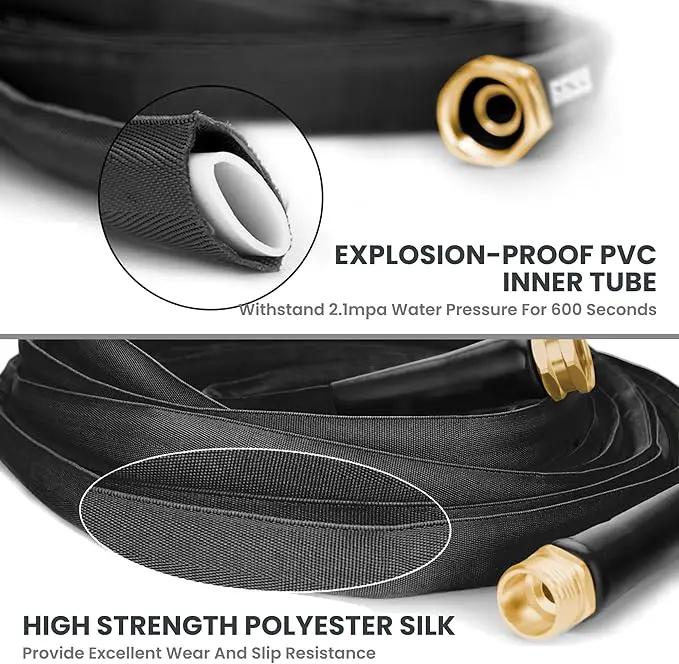 Giraffe Tools Garden Hose 25FT Lightweight Lay Flat Water Hose Kink Free Flexible Hose with 9 Spray Function Nozzle（Black） by GreenHaven Gardens