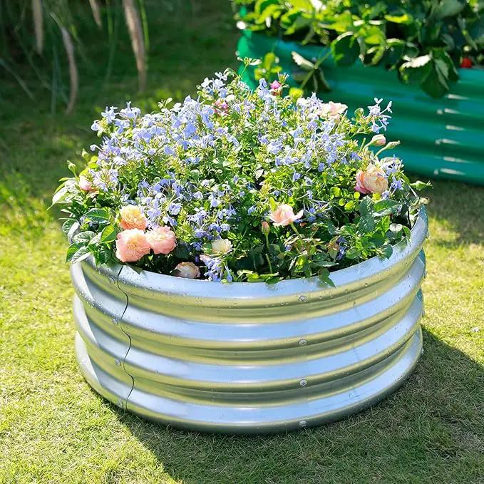 Land Guard Galvanized Raised Garden Bed 2Pcs, Planter Raised Garden Beds Outdoor, Round Clearance Raised Garden Beds for Gardening Vegetables…… by GreenHaven Gardens