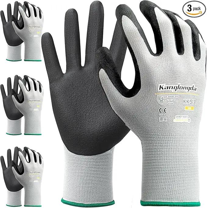 3-Paris Medium Work Gloves for Men and Women, Nitrile Coated Safety Protective Gloves with Grip, Ideal for Gardening, Warehouse, Mechanic, Light Duty Construction Work by GreenHaven Gardens