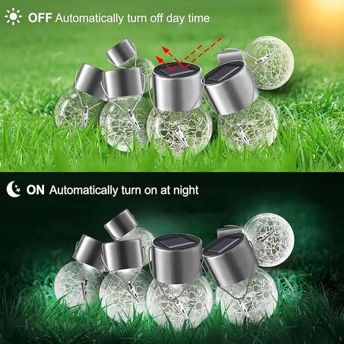 Solar Lights Outdoor Hanging Decorative Globe 8 Pack, Waterproof Solar Lantern with Handle and Clip, Solar Powered Glass Ball Lights for Garden Yard Fence Tree Umbrella Holiday Décor, Cold White by GreenHaven Gardens