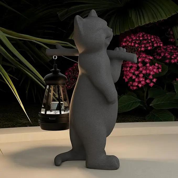 Solar Powered Garden Resin Statue Lights, 10 Inch Waterproof Outdoor Animal Cute Cat Figurine Lights, Suitable for Patios, Balconies, Lawns, Courtyards, Etc. (Walking01) by GreenHaven Gardens