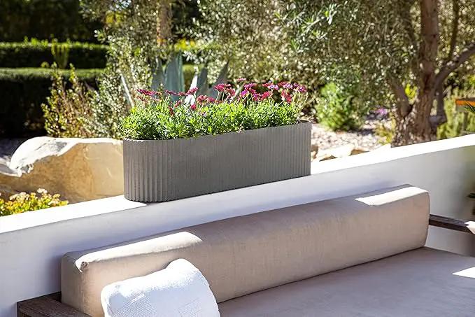 Veradek Demi Series Window Box Planter - Long Planter Box for Windowsill/Balcony | Durable Plastic-Stone Composite Material | Modern Décor for Flowers/Herbs by GreenHaven Gardens