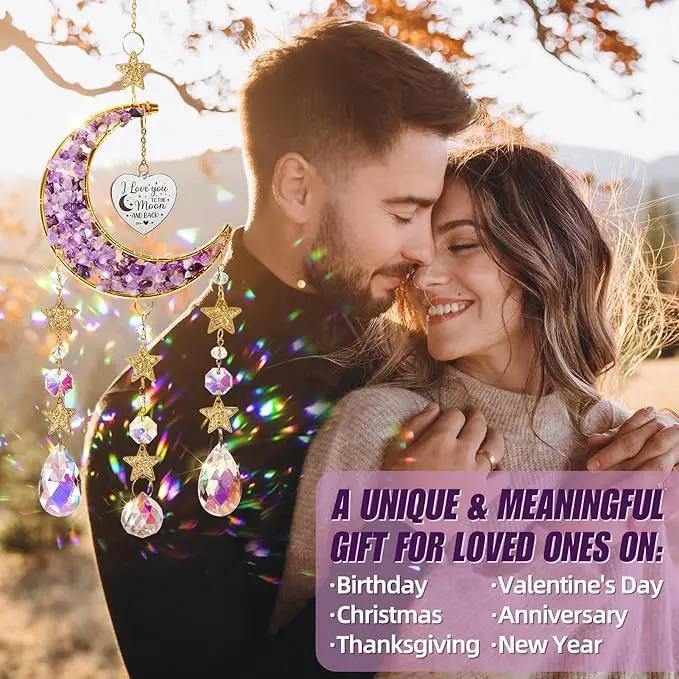 I Love You Gifts for Her Women Wife Girlfriend, Cool Moon Crystal Suncatcher Romantic Birthday Gifts Anniversary Wedding for Mom Her Grandma Wife Couples Wedding Engagement Gifts by GreenHaven Gardens