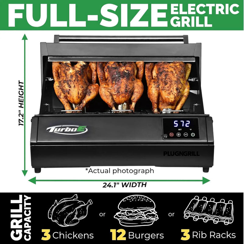 Turbo E Outdoor Electric Grill by PLUGNGRILL - High-Power 1700W Infrared Grill Technology - 24-Inch Smart BBQ Grill with Probe & Digital Display for Precise Cooking & Searing (Turbo E Griddle Set) by GreenHaven Gardens