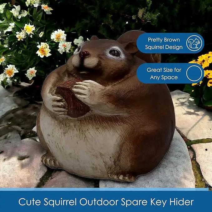 Stocky Squirrel Outdoor Hidden Key Hider and Decorative Patio, Lawn and Garden Statue by GreenHaven Gardens