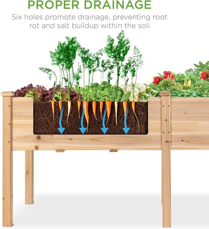 Best Choice Products 72x23x30in Raised Garden Bed, Elevated Wood Planter Box Stand for Backyard, Patio, Balcony w/Divider Panel, 6 Legs, 300lb Capacity - Natural by GreenHaven Gardens