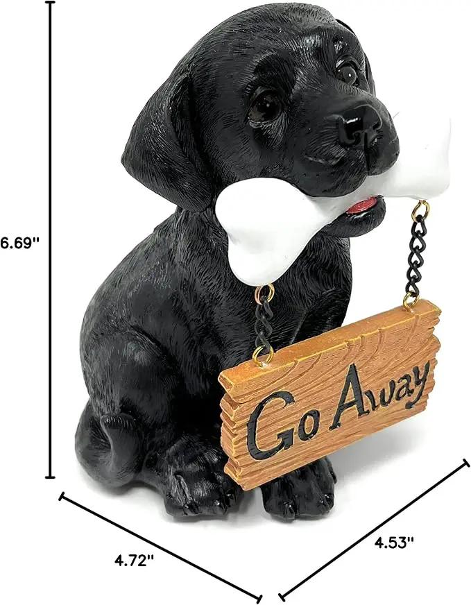 Nature's Mark Black Labrador Retriever Dog Puppy Statue with Welcome Sign Resin Garden Statue Decor 6.7" H by GreenHaven Gardens