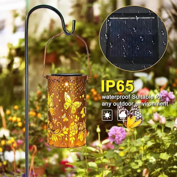 4 Packs Solar Lanterns Outdoor Hanging Lantern Lights, 4 Butterflies Hollowed-Out Metal Decor Lantern, Waterproof LED Decorative Garden Light Gifts by GreenHaven Gardens