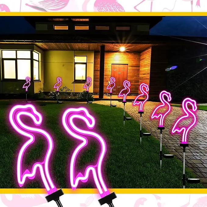 Hortsun Flamingo Solar Lights Outdoor Neon Light Yard Pink Flamingo Waterproof Decorations for Garden Patio Yard Pathway Decoration(4 Pack) by GreenHaven Gardens