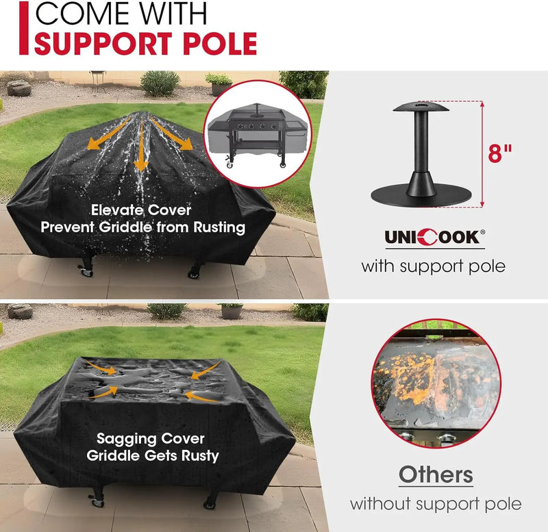 Unicook Griddle Cover for Blackstone 36 Inch Griddle Cooking Station, Waterproof Flat Top Grill Cover with Seam Taping and Support Pole, Heavy Duty Outdoor BBQ Cover for Camp Chef, Nexgrill etc by GreenHaven Gardens