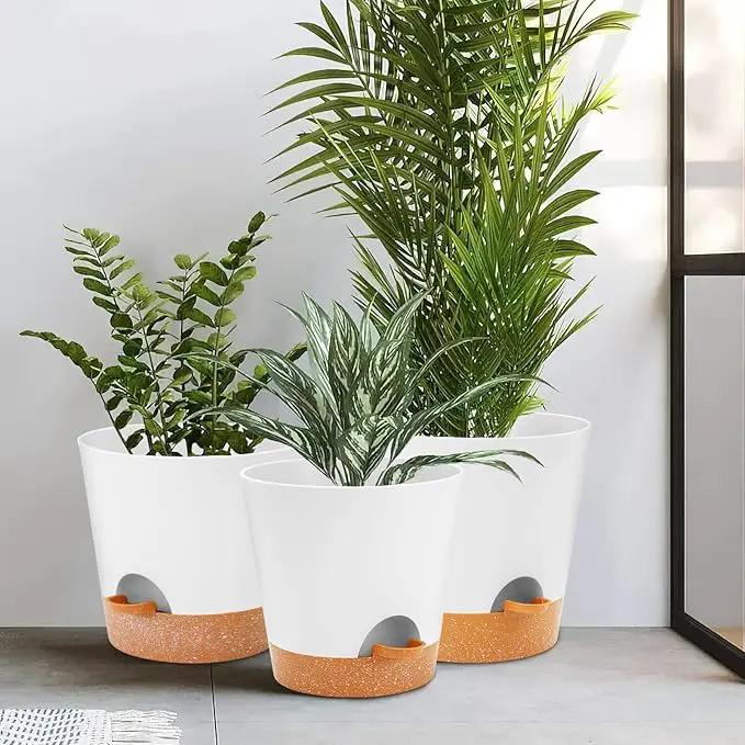 GARDIFE 10/9/8 inch Plant pots, planters for Indoor Plants, self Watering Plant Pot, Flower pots, White by GreenHaven Gardens