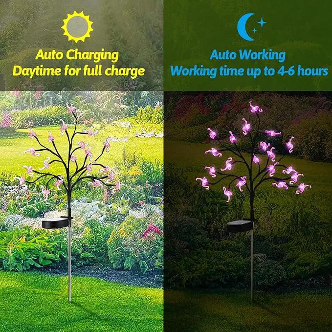 6 Pcs Pink Flamingos Yard Decoration Solar Flamingo Stake Lights Outdoor LED Yard Decorations for Pathway Lawn Patio Walkway Christmas, 29.5" Height by GreenHaven Gardens