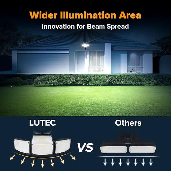 LUTEC 80W 9000LM LED Security Lights Motion Sensor Outdoor Lights, 4 Head LED Flood Light Outdoor 5000K Daylight, IP65 Waterproof, Motion Detected Light for Outside, Garage, Yard - 2 Pack (Black) by GreenHaven Gardens