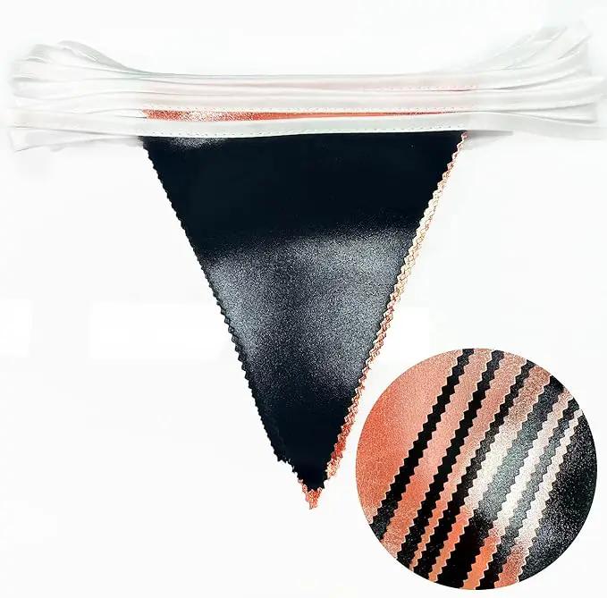 Black Rose Gold Party Decorations Triangle Pennant Banner Flag Rose Gold Black Metallic Fabric Bunting Garland for Graduation Birthday Wedding Engagement Bachelorette Celebration Hen Party Supplies by GreenHaven Gardens