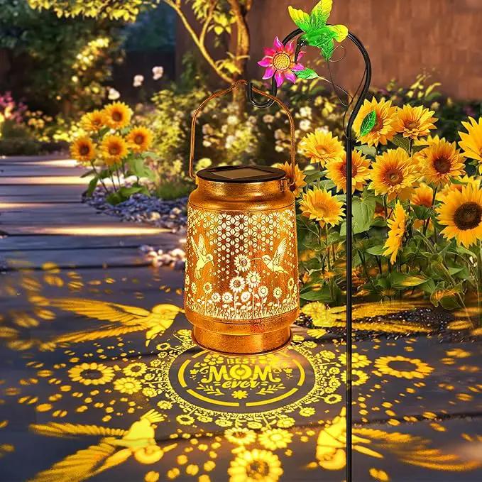 Hummingbird Solar Lanterns Outdoor Garden Decor, Birthday Gifts for Women Mom Grandma Hanging Metal Solar Lights Waterproof Decoration LED Lantern with Shepherd Hook for Outside Garden Yard Patio Lawn by GreenHaven Gardens