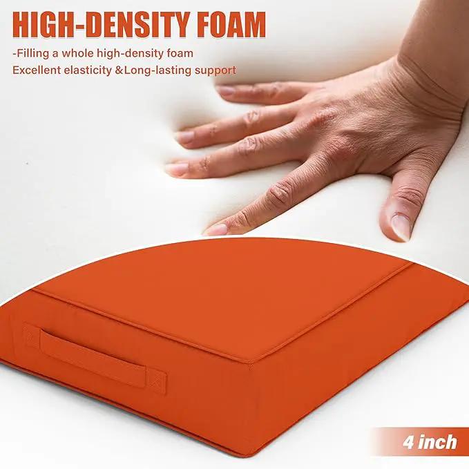 Patio Chair Cushions 22 X 22 X 4 Inch Waterproof Outdoor Seat Cushions for Patio Furniture, Outdoor Sofa Couch Pads with Ties & Handle, Set of 2, Orange by GreenHaven Gardens