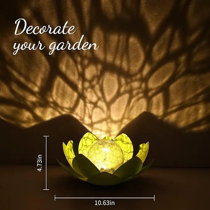 Solar Lights Outdoor, Garden Decor, Cracked Globe Glass, Waterproof Metal Solar Garden Light for Pathway, Patio, Lawn, Yard, Ground by GreenHaven Gardens