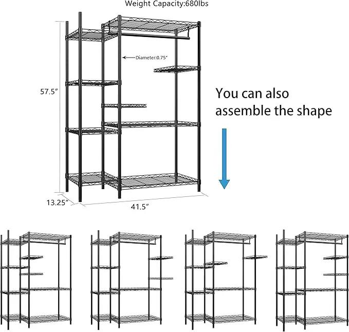 Xiofio Plant Stands for for Indoor Outdoor, Heavy Duty Metal Plant Stand,large Plant Shelf,Adjustable Plant Shelves With Hanging Rod for Living Room,Balcony,Garden,Black by GreenHaven Gardens