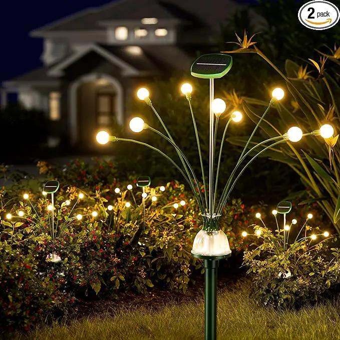 HIGH Power Solar Garden Lights Outdoor, 2 Pack 18 LED Solar Firefly Lights Fairy Swaying by Wind for Outside, IP67 Waterproof, for Patio Garden Yard Walkway Sidewalk, Green by GreenHaven Gardens